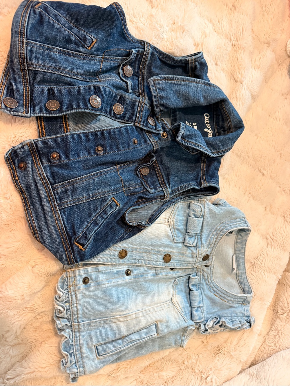 Girls Denim Vest Duo - Dark Wash & Light Wash